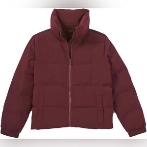 Art Class Girl’s Burgundy High Neck Full Zip Cropped Puffer Jacket Size 4/5